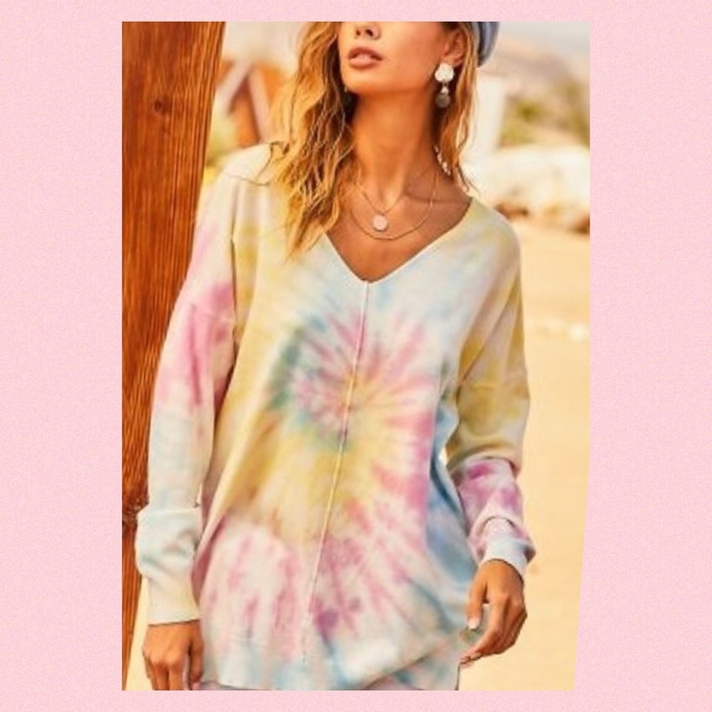 🍭 SPIRAL SWIRL MULTI COLORED TIE DYE SWEATER